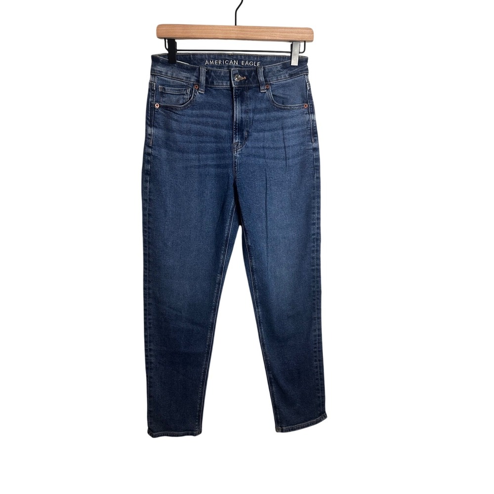 American Eagle Women Mom Jean High Rise Stretch Medium Wash Blue Size 4 Regular
